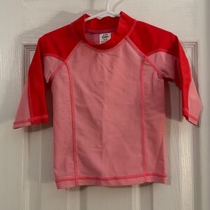 Mini Boden Baby Girl Pink and Red Long Sleeve Rashguard